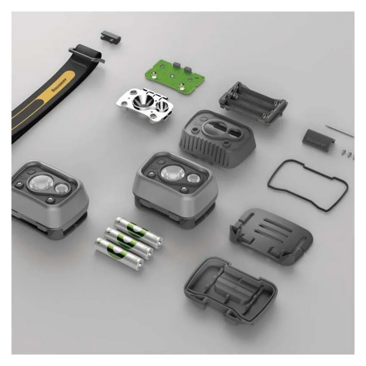 Latarka czołowa LED Discovery CHW54 na baterie 3×AAA 375lm 110m IPX5 GP P8574 aranżacja