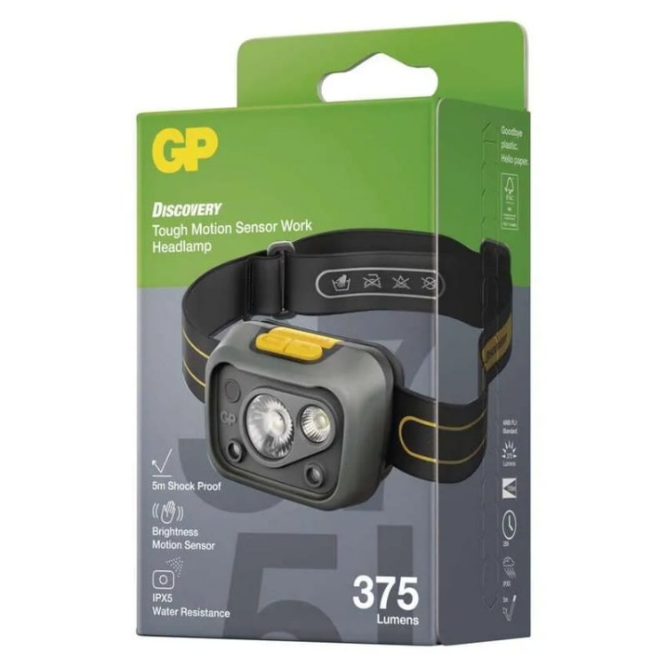 Latarka czołowa LED Discovery CHW54 na baterie 3×AAA 375lm 110m IPX5 GP P8574 opakowanie