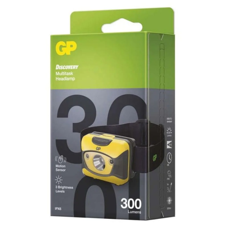 Latarka czołowa LED Discovery CHW46 na baterie 3×AAA 300lm 157m IPX5 GP P8571 opakowanie