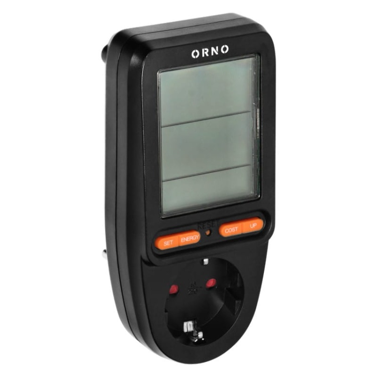 Watomierz do gniazda schuko z wyświetlaczem LCD czarny Orno