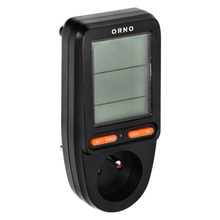 Watomierz do gniazda french z wyświetlaczem LCD czarny Orno