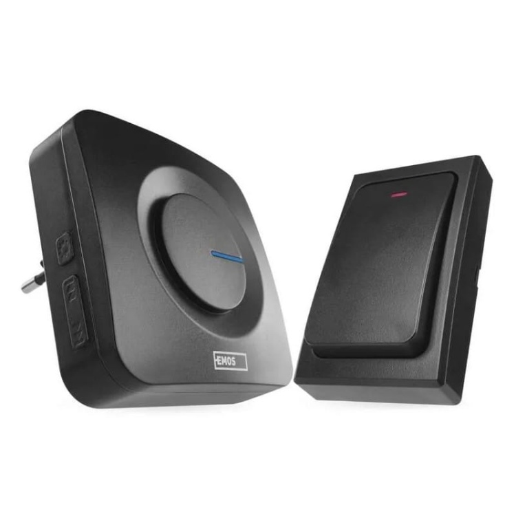 Dzwonek bezprzewodowy P5729B, bezbateryjny przycisk czarny Emos