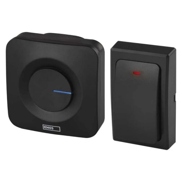 Dzwonek bezprzewodowy P5729B, bezbateryjny przycisk czarny Emos