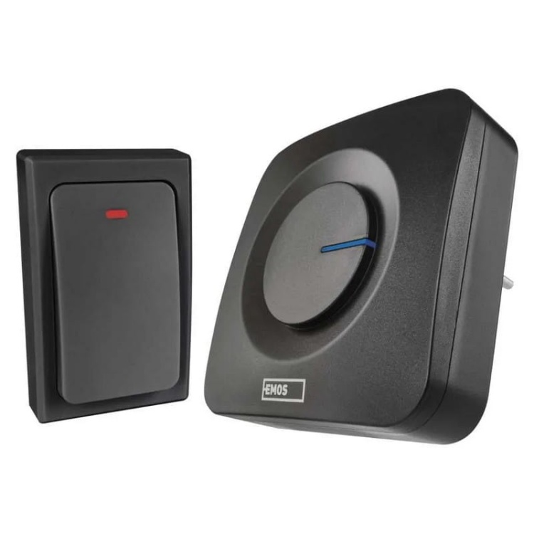 Dzwonek bezprzewodowy P5729B, bezbateryjny przycisk czarny Emos