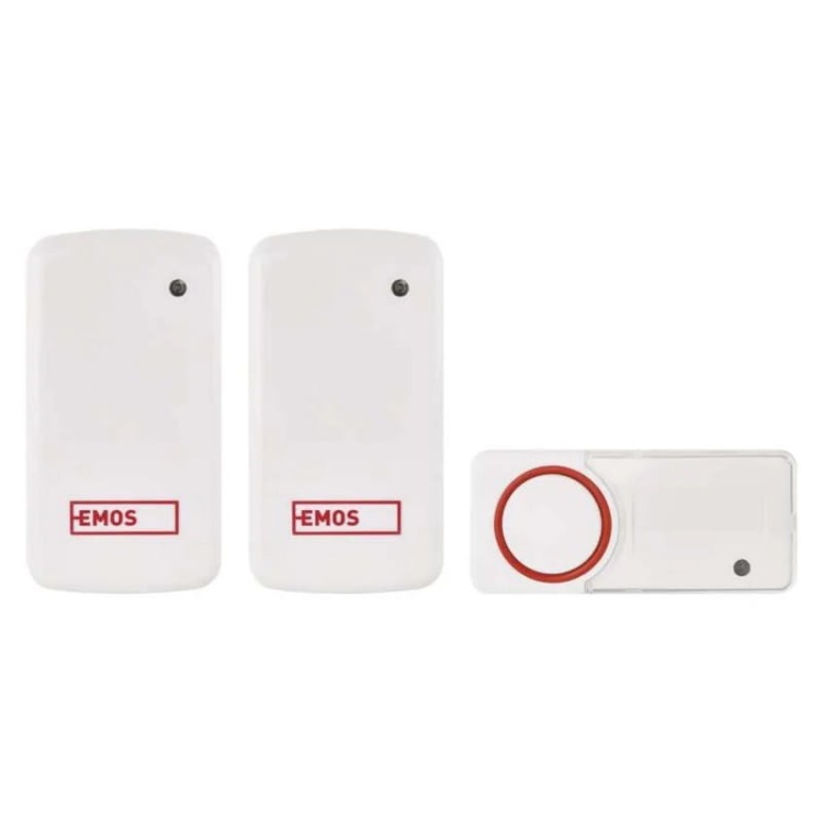 Dzwonki bezprzewodowe, bezbateryjny przycisk czerwony Emos P5750.2R front
