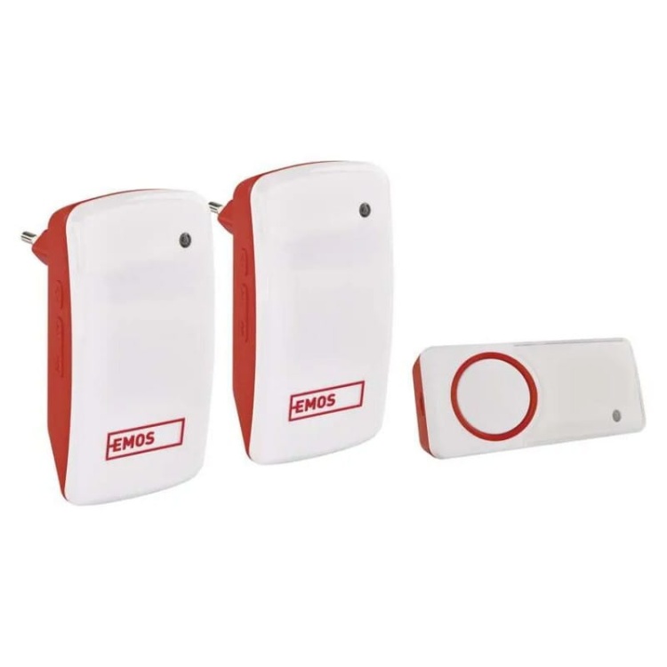 Dzwonki bezprzewodowe, bezbateryjny przycisk czerwony Emos P5750.2R