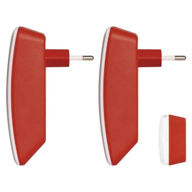 Dzwonki bezprzewodowe, bezbateryjny przycisk czerwony Emos P5750.2R bok