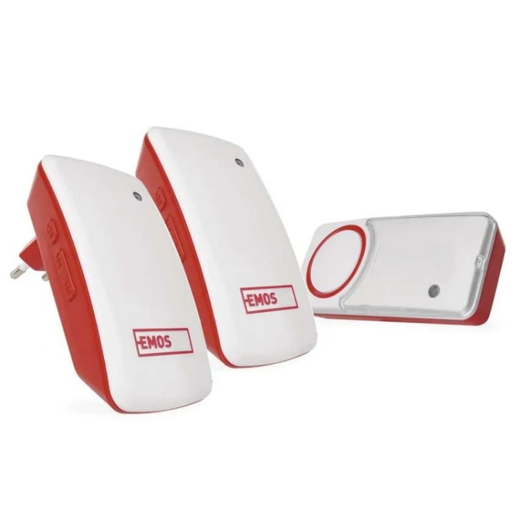 Dzwonki bezprzewodowe, bezbateryjny przycisk czerwony Emos P5750.2R