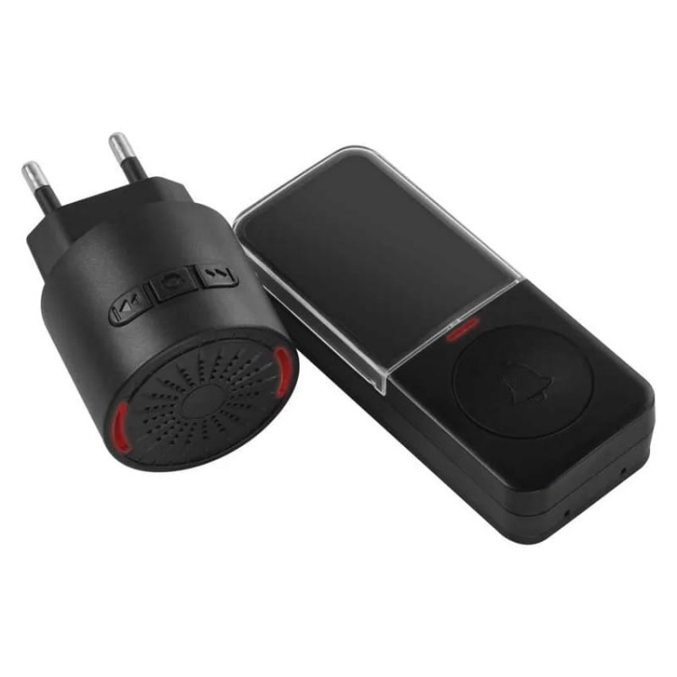 Dzwonek bezprzewodowy P5734B, bateryjny przycisk czarny Emos