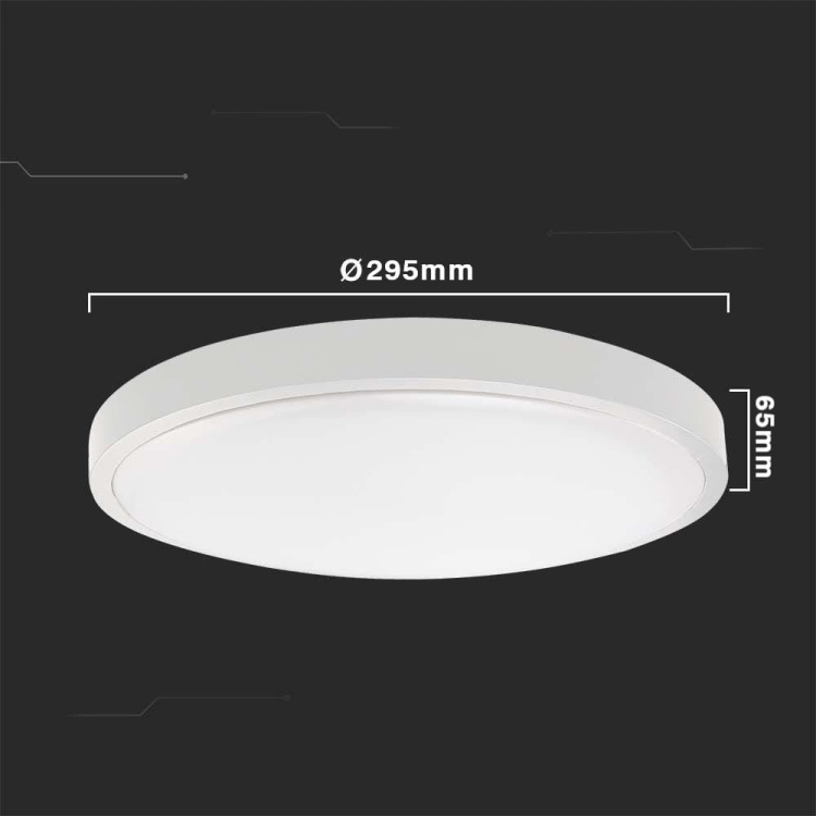 Plafon V-TAC 24W LED Okrągły IP44 Czujnik Ruchu Mikrofalowy 30cm Biały VT-8624S-W-RD 4000K 2400lm