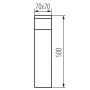Słupek ogrodowy DASTEN 50cm G9 czarny IP44 Kanlux 38764 wymiary