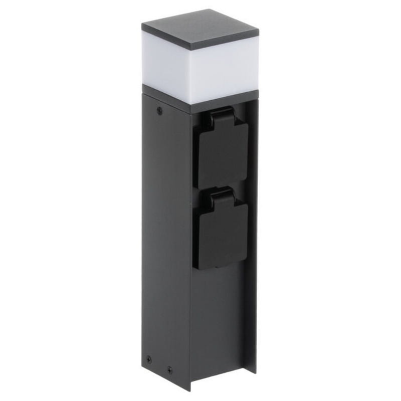 Słupek ogrodowy DASTEN S 30cm G9 z gniazdem schuko czarny IP44 Kanlux 38769