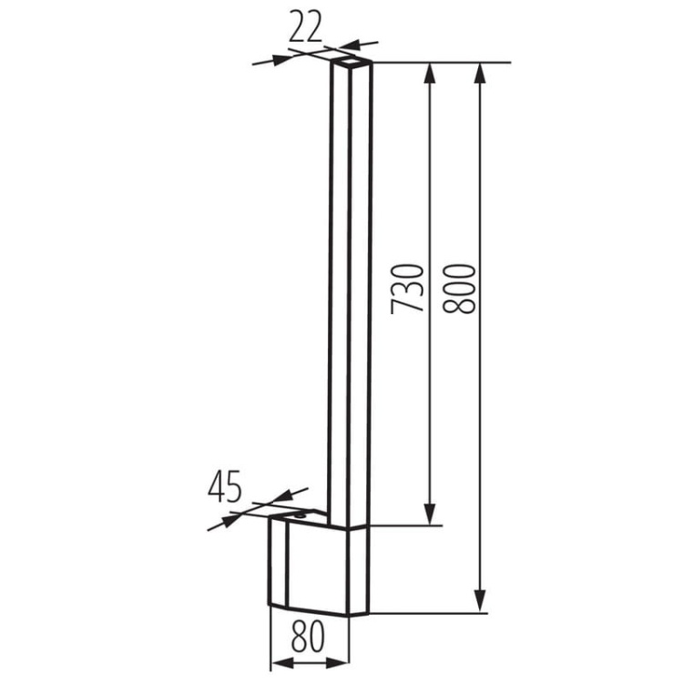 Oprawa elewacyjna YALTE S 80cm 10W 450lm 3000K czarna IP54 Kanlux 38893 wymiary