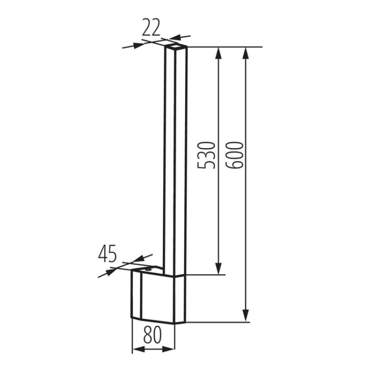 Oprawa elewacyjna YALTE S 60cm 8W 370lm 4000K czarna IP54 Kanlux 38890 wymiary