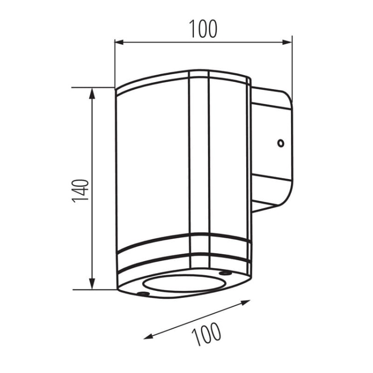 Oprawa elewacyjna ZEVI W EL GU10 czarna IP54 Kanlux 38884 wymiary