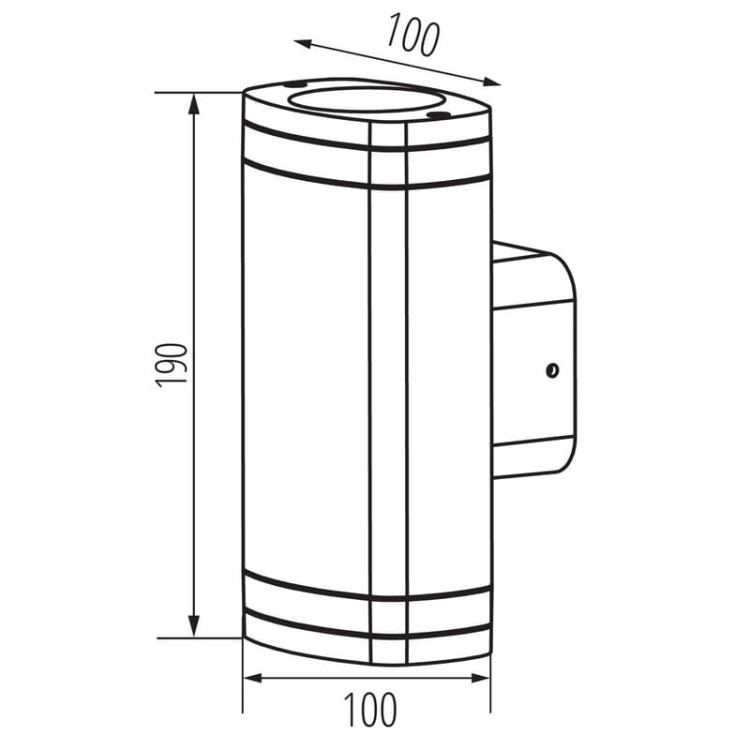 Oprawa elewacyjna ZEVI W EL 2x GU10 czarna IP54 Kanlux 38886 wymiary