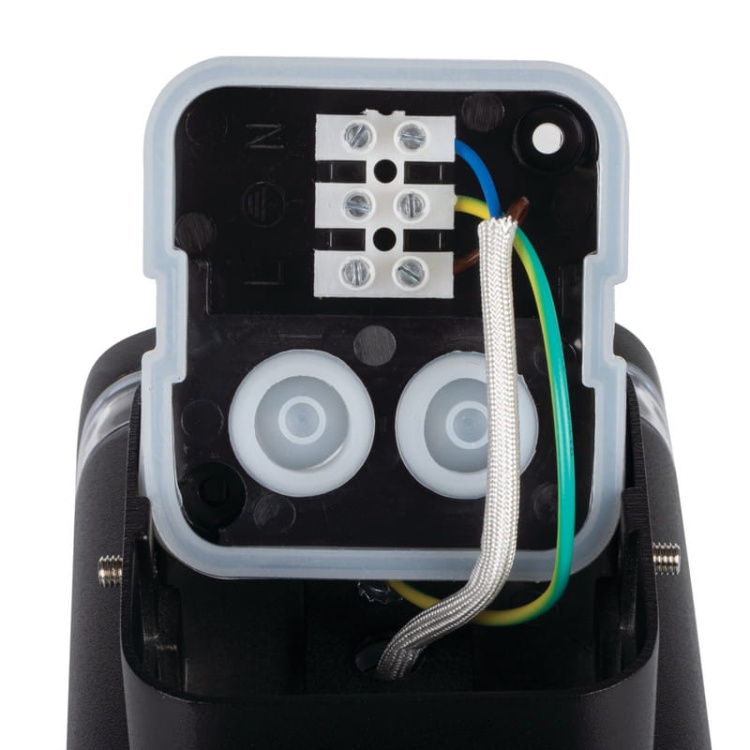 Oprawa elewacyjna ZEVI W EL 2x GU10 czarna IP54 Kanlux 38886 budowa