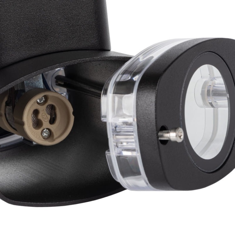 Oprawa elewacyjna ZEVI W EL 2x GU10 czarna IP54 Kanlux 38886 budowa