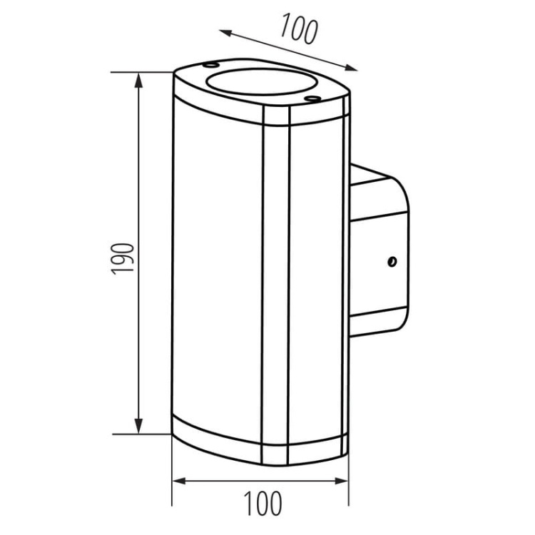 Oprawa elewacyjna ZEVI EL 2x GU10 szara IP54 Kanlux 38883 wymiary