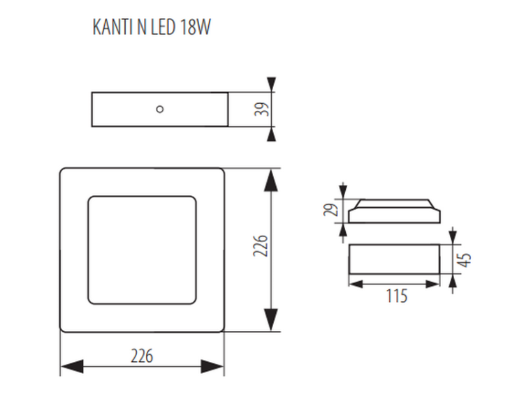 Oprawa natynkowa KANTI N LED 18W 1260lm 