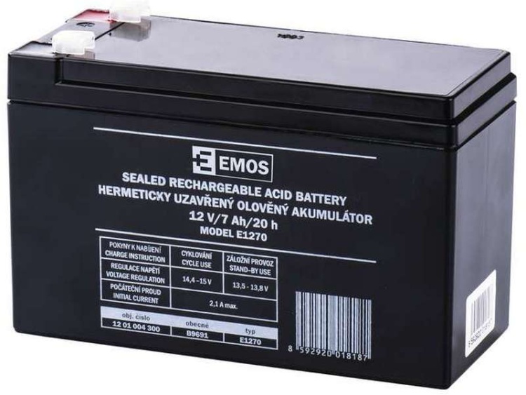 Akumulator VRLA w technologii AGM 12V 7Ah F4,7 EMOS