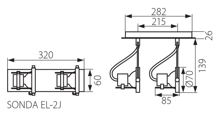 Oprawa Sonda EL-2J Wymiary