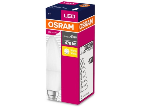 Żarówka LED E14 VALUE 5,7W CLASSIC B40 470lm 2700K Świeczka OSRAM