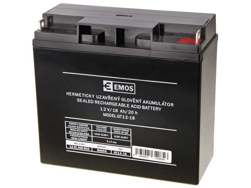 Akumulator VRLA w technologii AGM 12V 18Ah F12 x 12 x 2mm EMOS