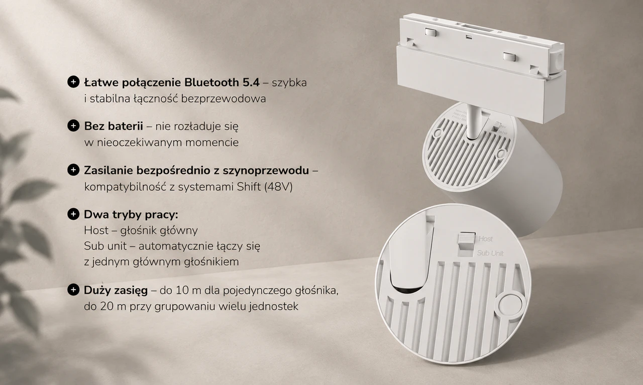Głośnik Bluetooth na szynę 48V 10W