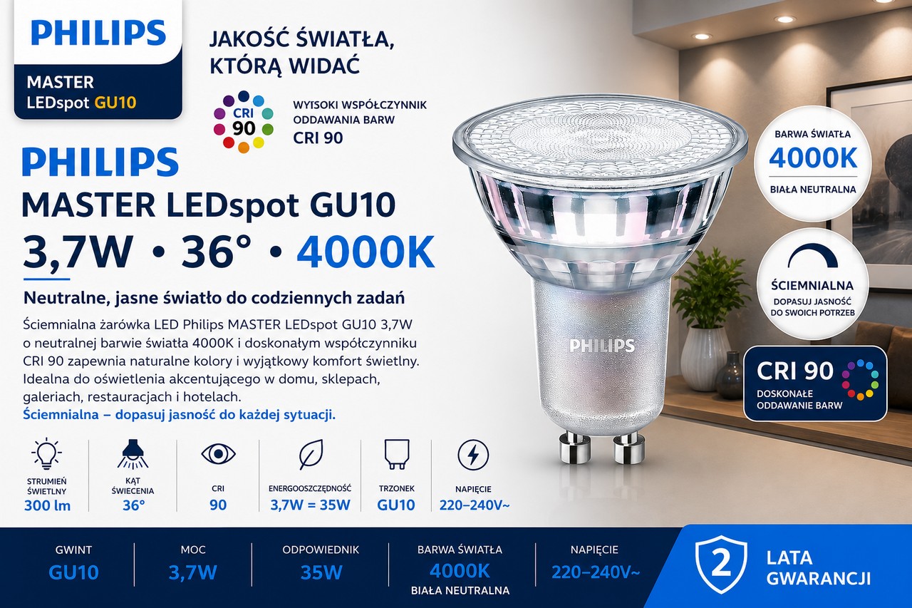 Philips MASTER LEDspot GU10 3.7W 4000K