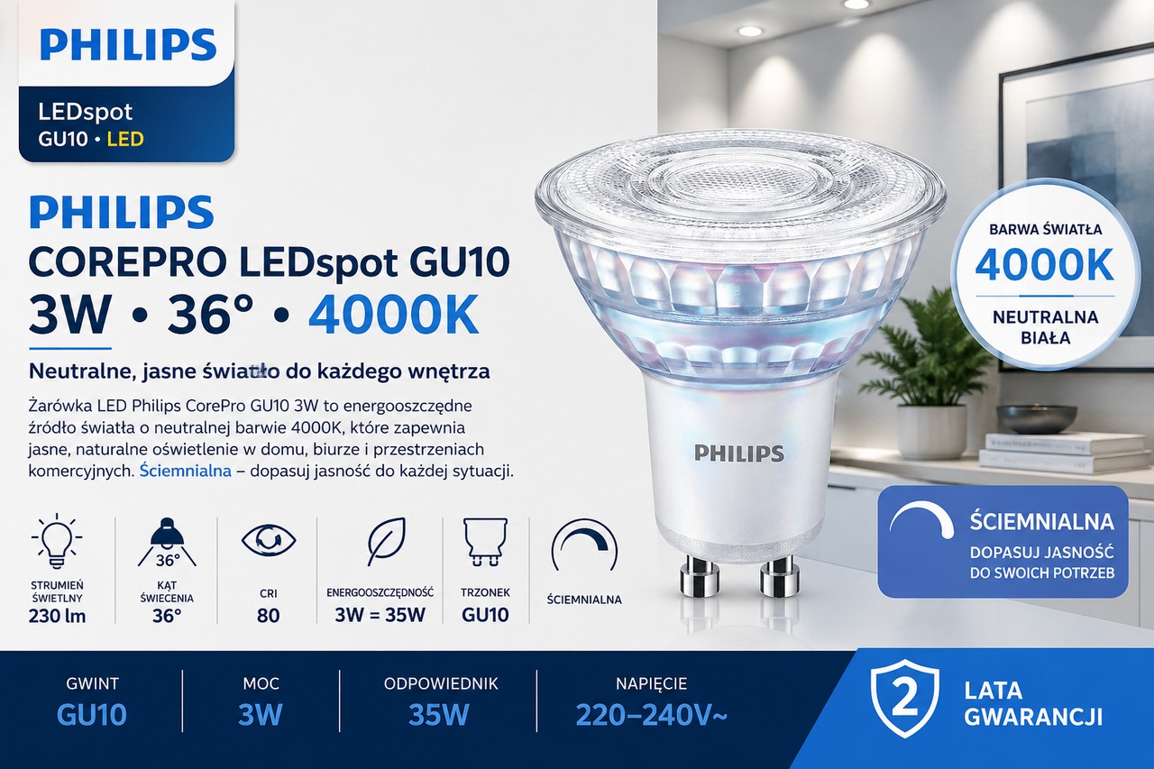 Philips CorePro LEDspot GU10 3W 4000K DIM