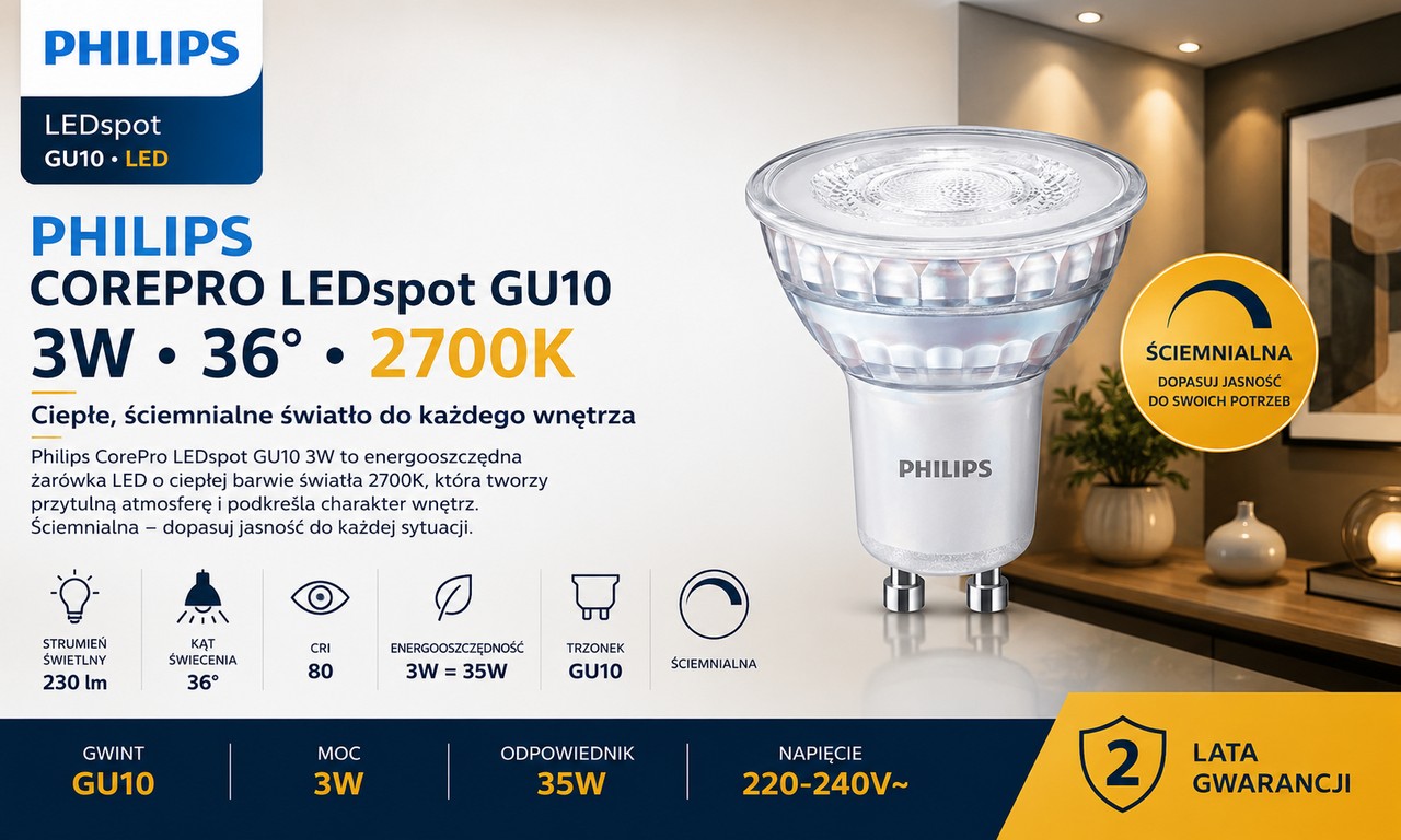 Philips CorePro LEDspot GU10 3W DIM