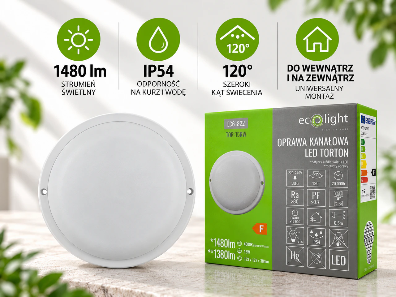 Oprawa LED Torton TOR-15ARW 15W 4000K IP54 okrągła biała