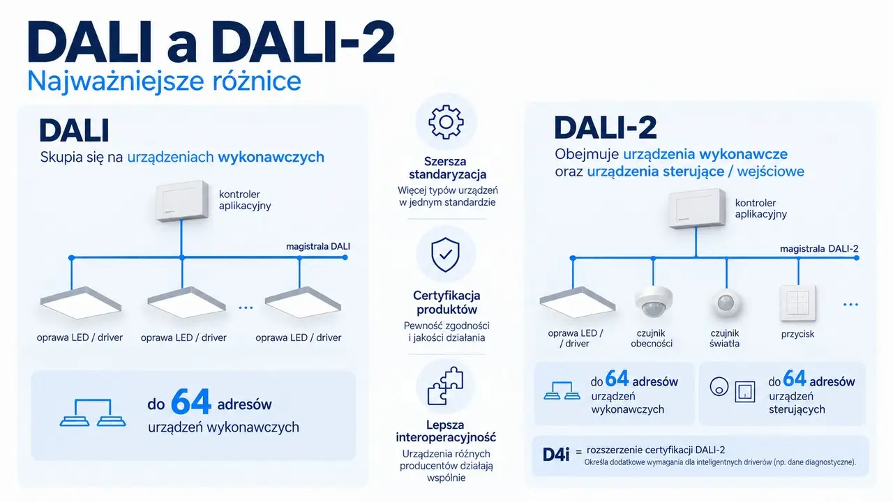 Sterowanie DALI i DALI2 - różnice 