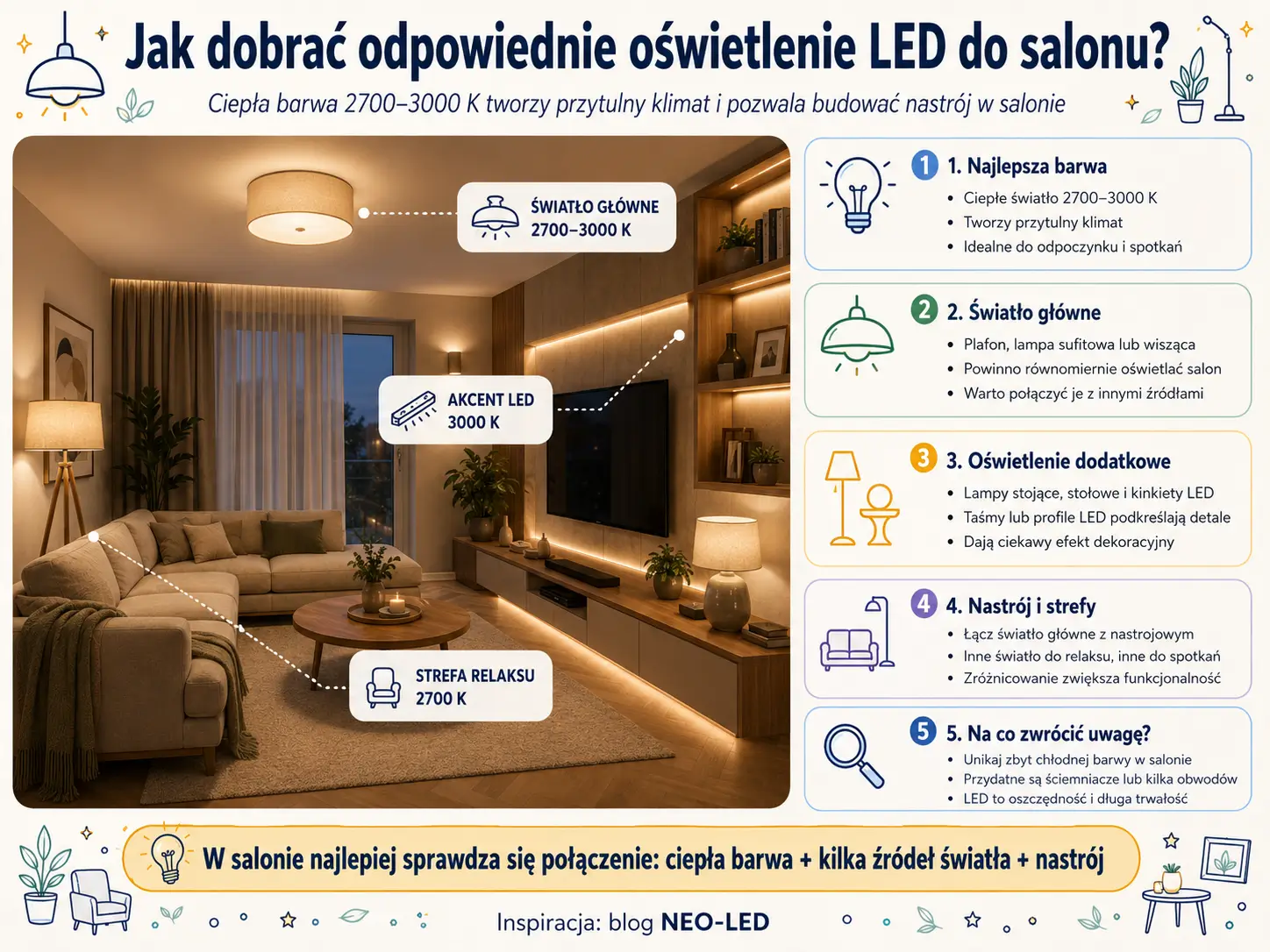 Jaka barwa światła będzie najlepsza do salonu ?