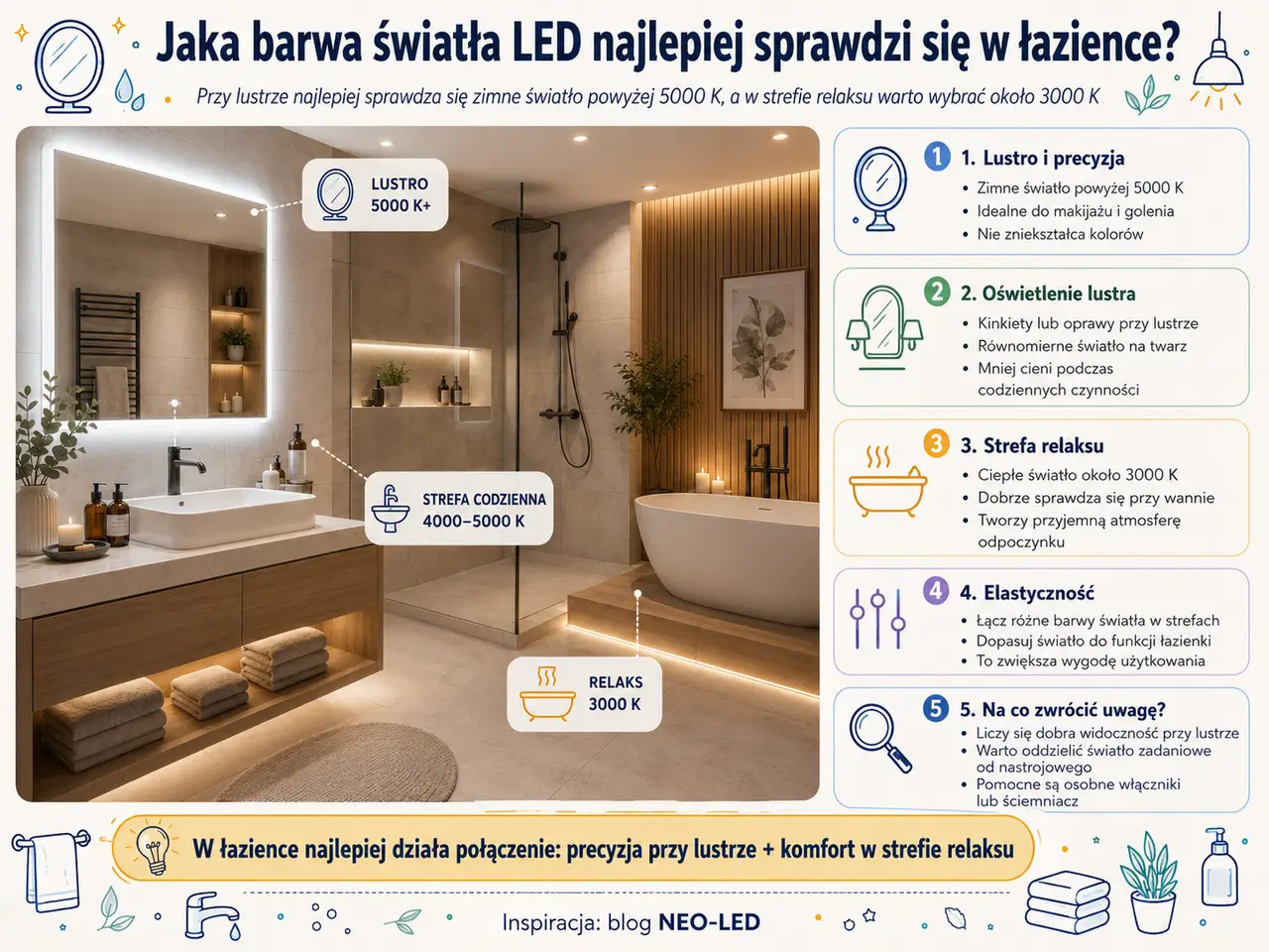Jaka barwa światła będzie najlepsza do łazienki