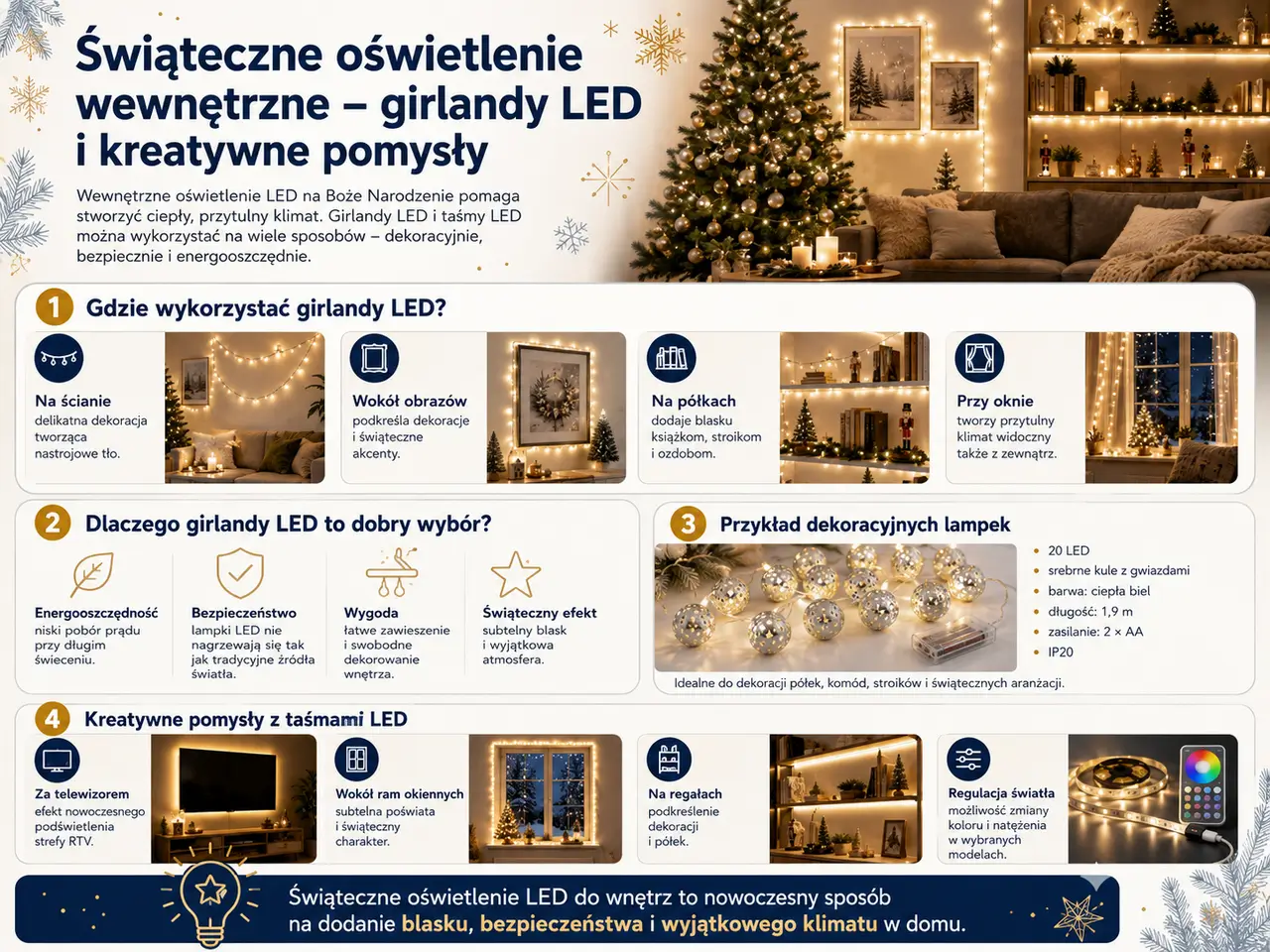 Świąteczne oświetlenie wewnętrzne – girlandy LED i kreatywne pomysły