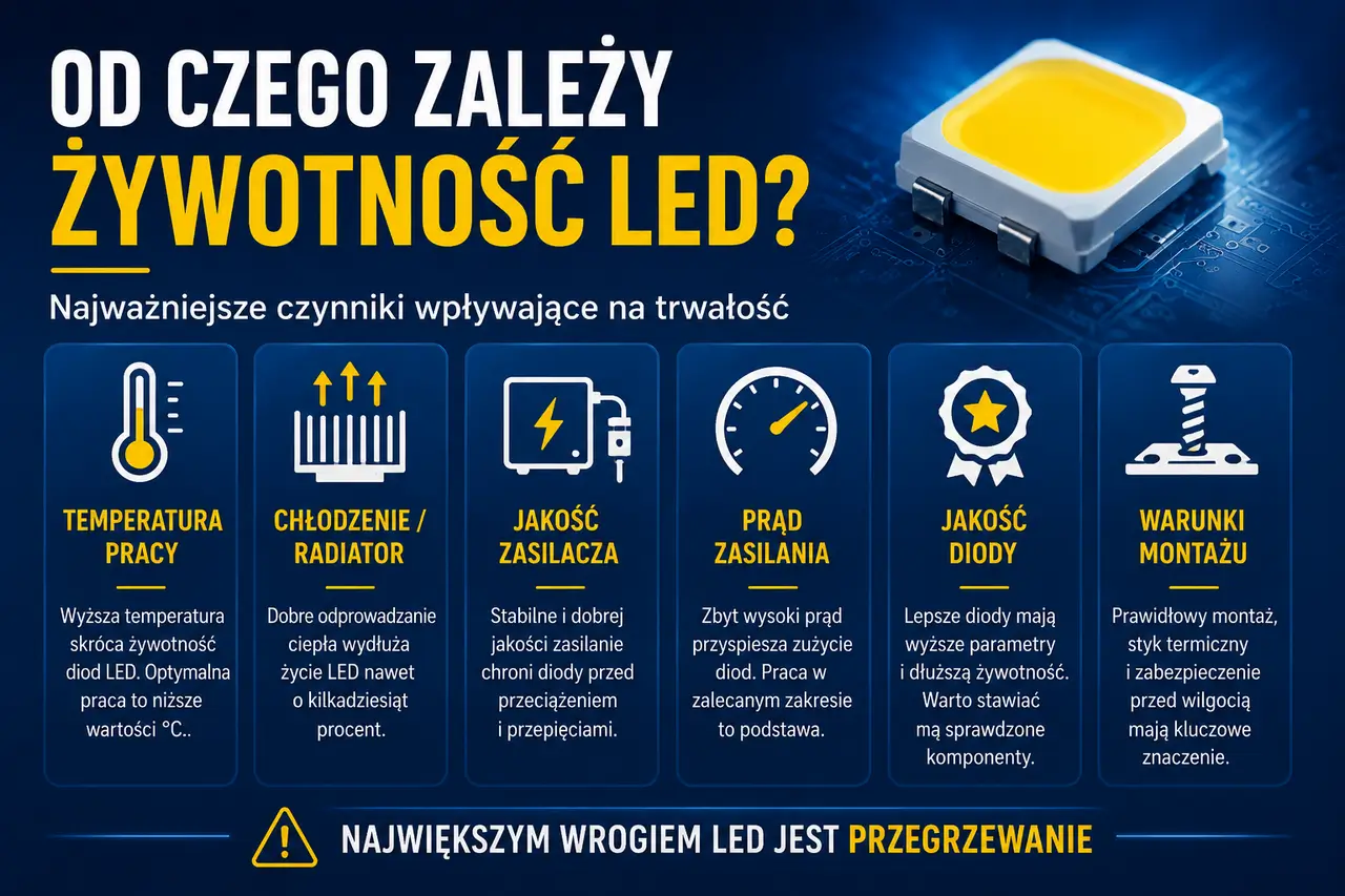 Co wpływa na trwałość LED