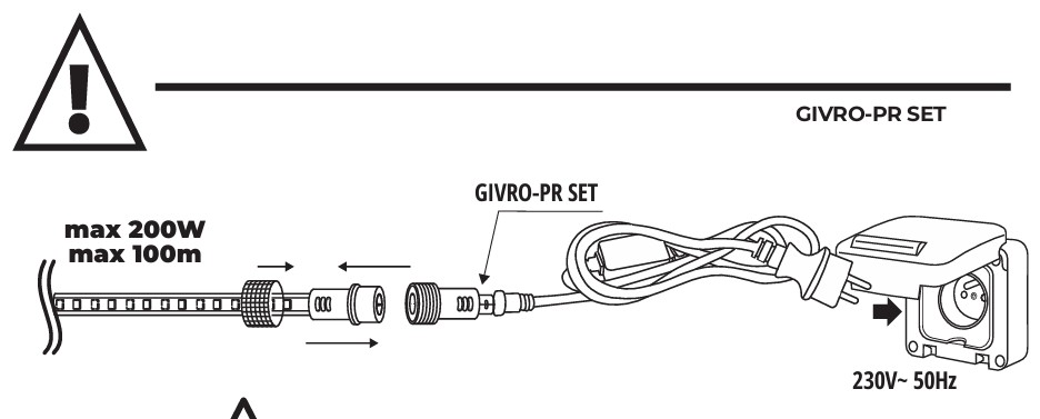 Podłączenie węża LED GIVRO do sieci 230V