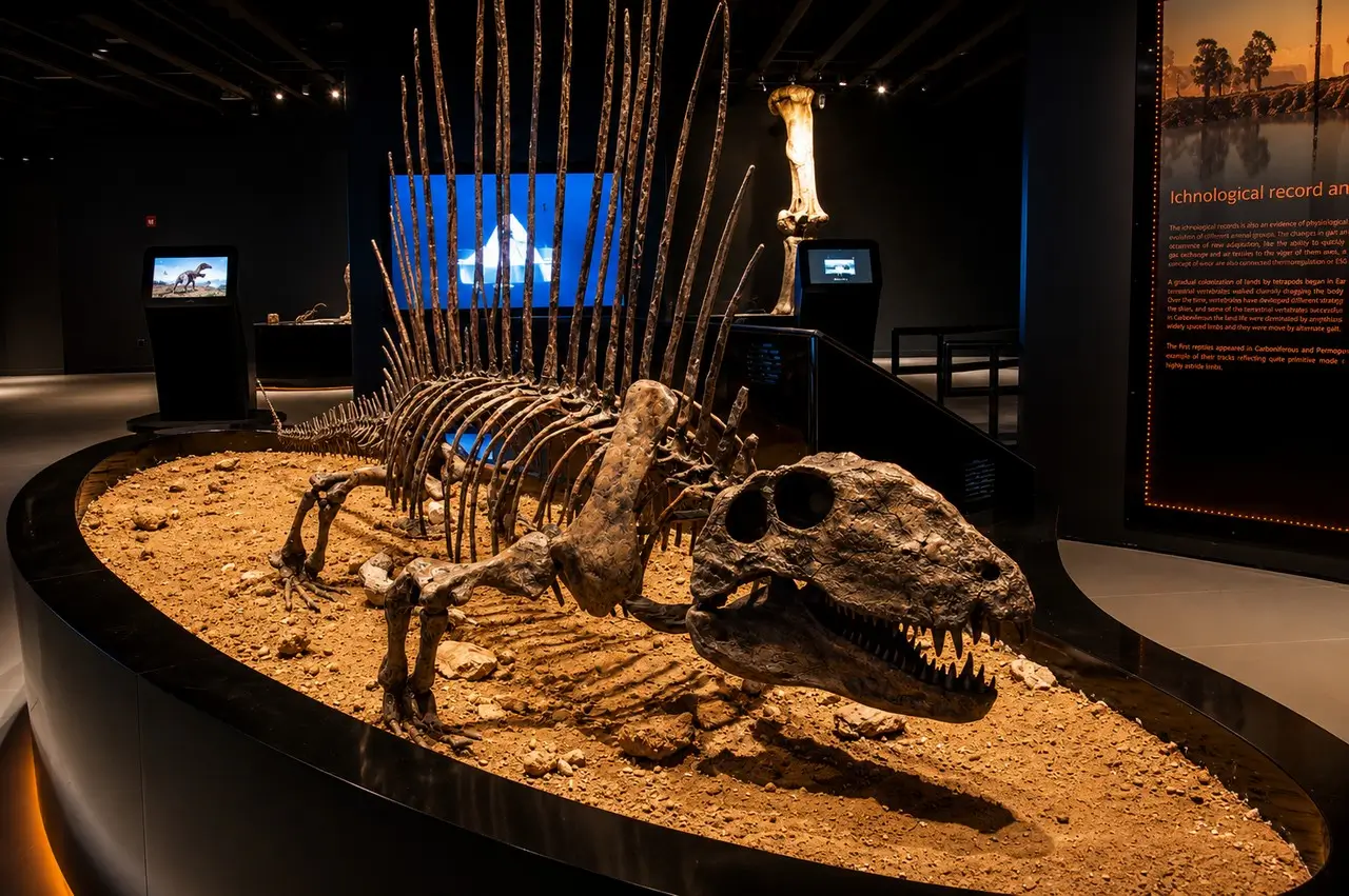 Oświetlenie LED modeli dinozaurów w muzeum