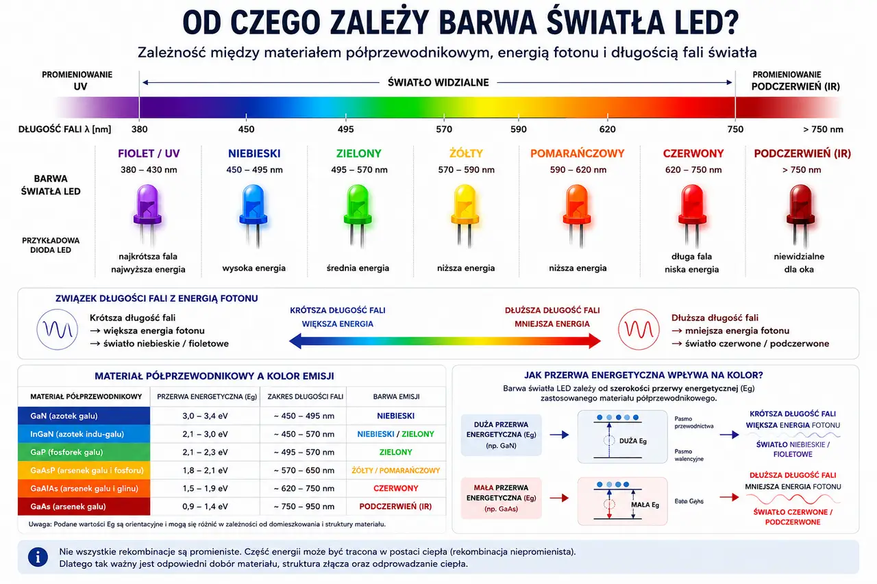 Dlaczego diody LED świecą różnymi kolorami?