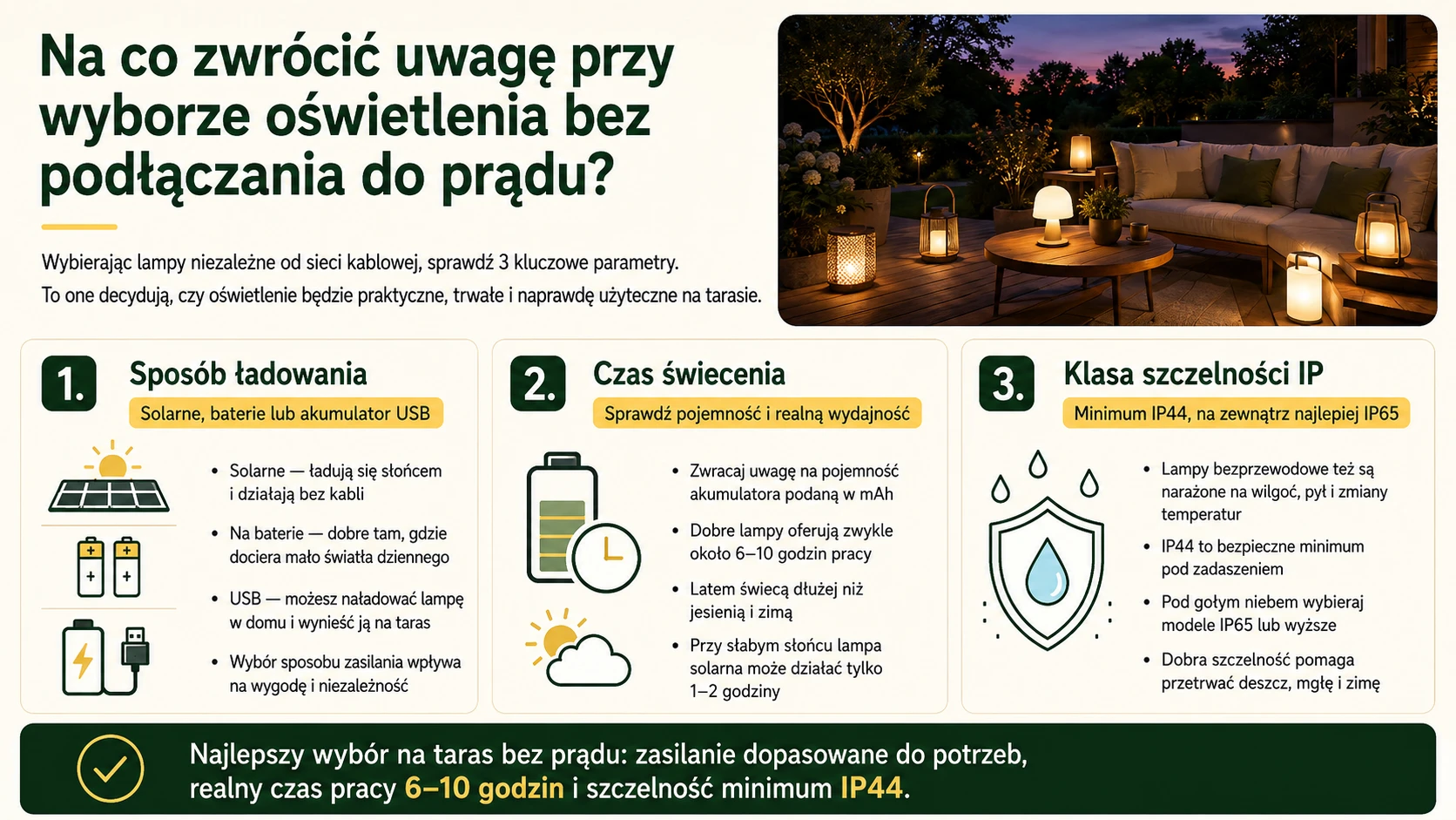 Na co zwrócić uwagę przy wyborze oświetlenia bez podłączania do prądu?