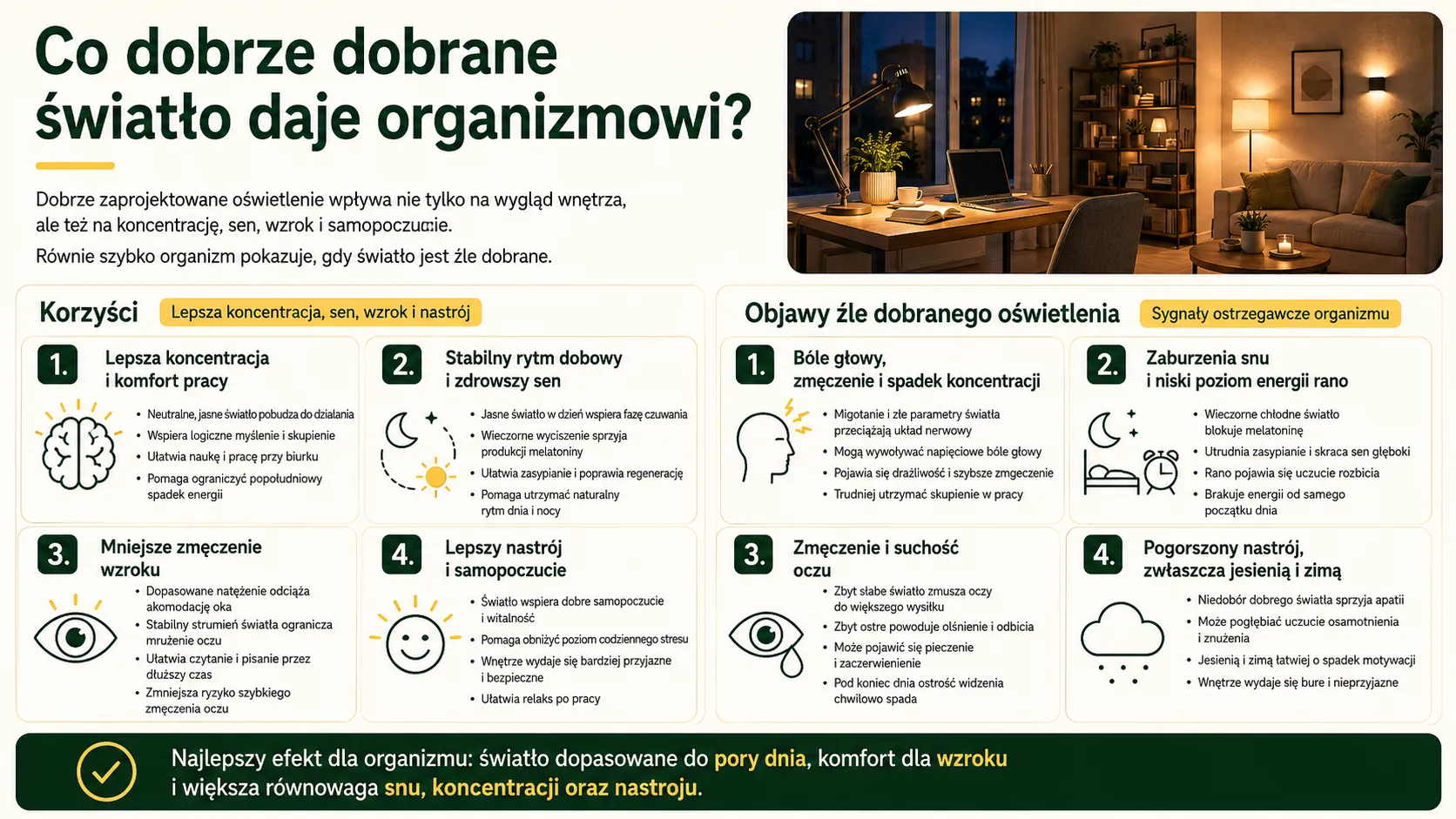 Co dobrze dobrane światło daje organizmowi?