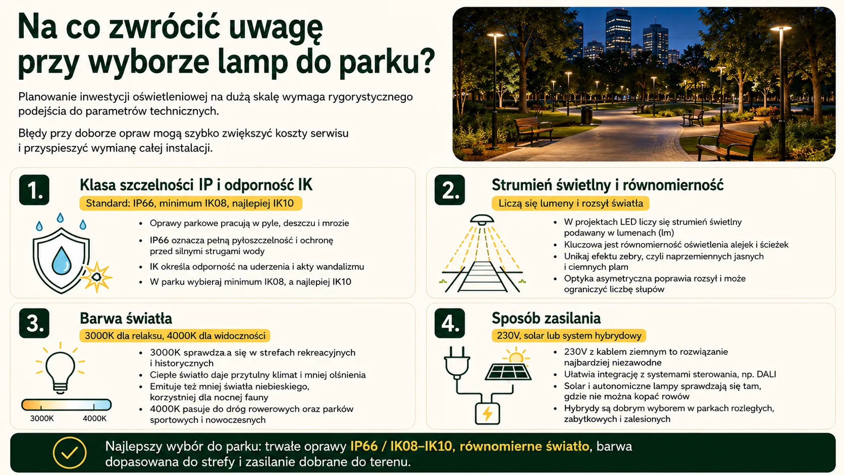 Na co zwrócić uwagę przy wyborze lamp do parku?