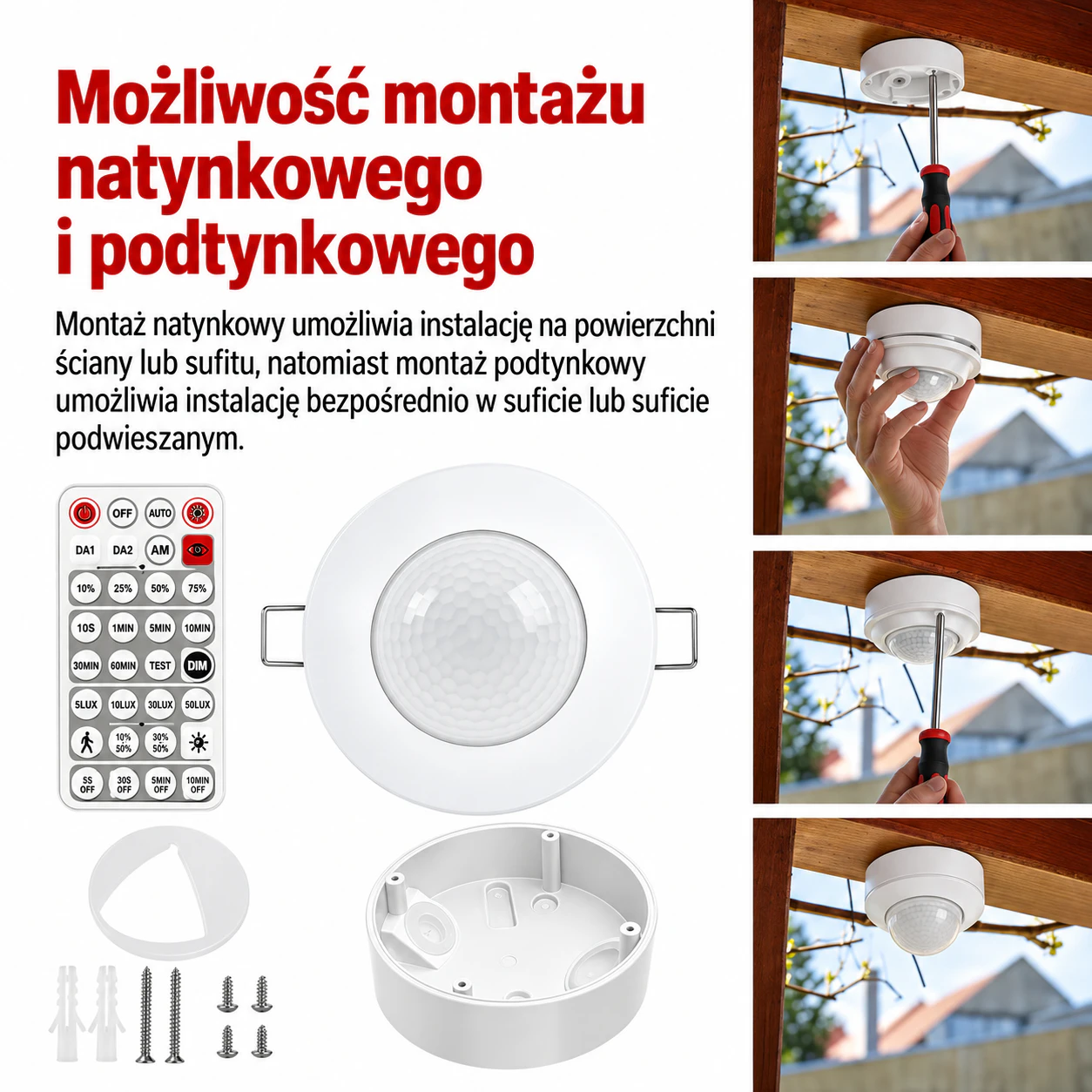 Biały czujnik ruchu DALI PIR