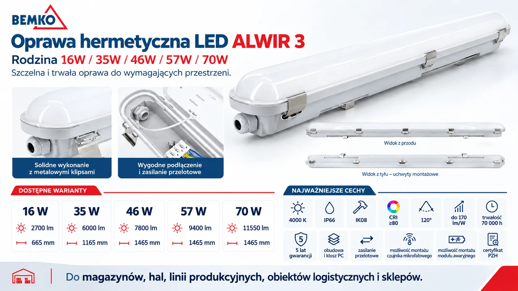 Oprawa hermetyczna LED ALWIR 3 19-35W 4000K 6000lm IP66