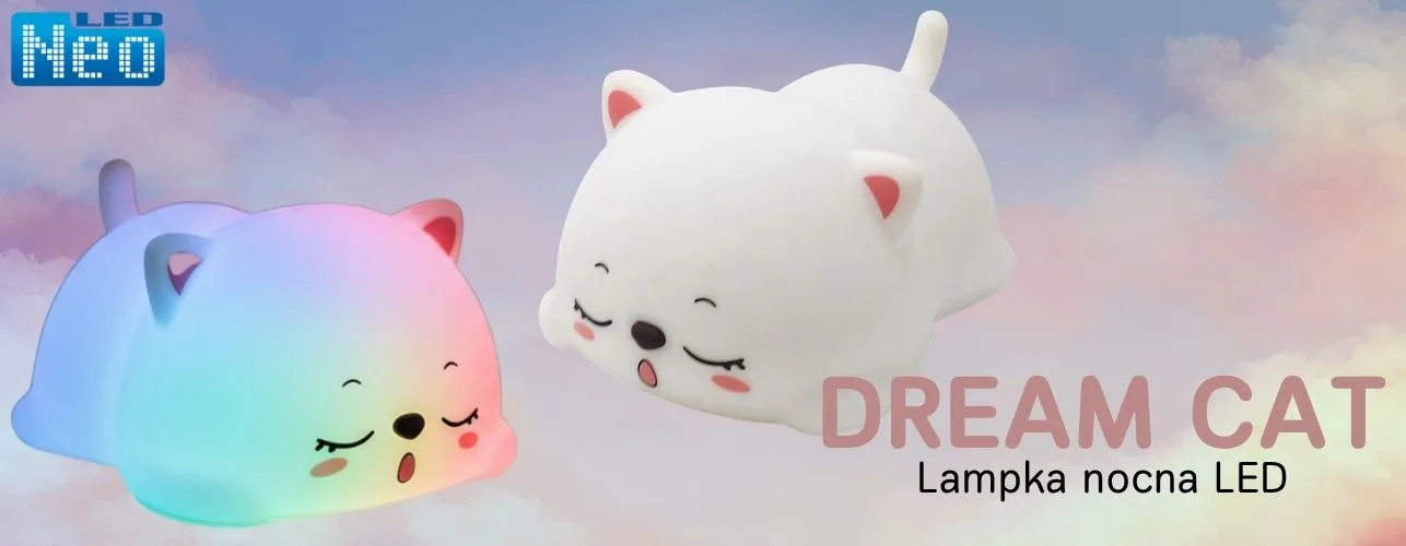 Lampka nocna LED DREAM CAT 3000K+RGB akumulatorowa Kobi Design