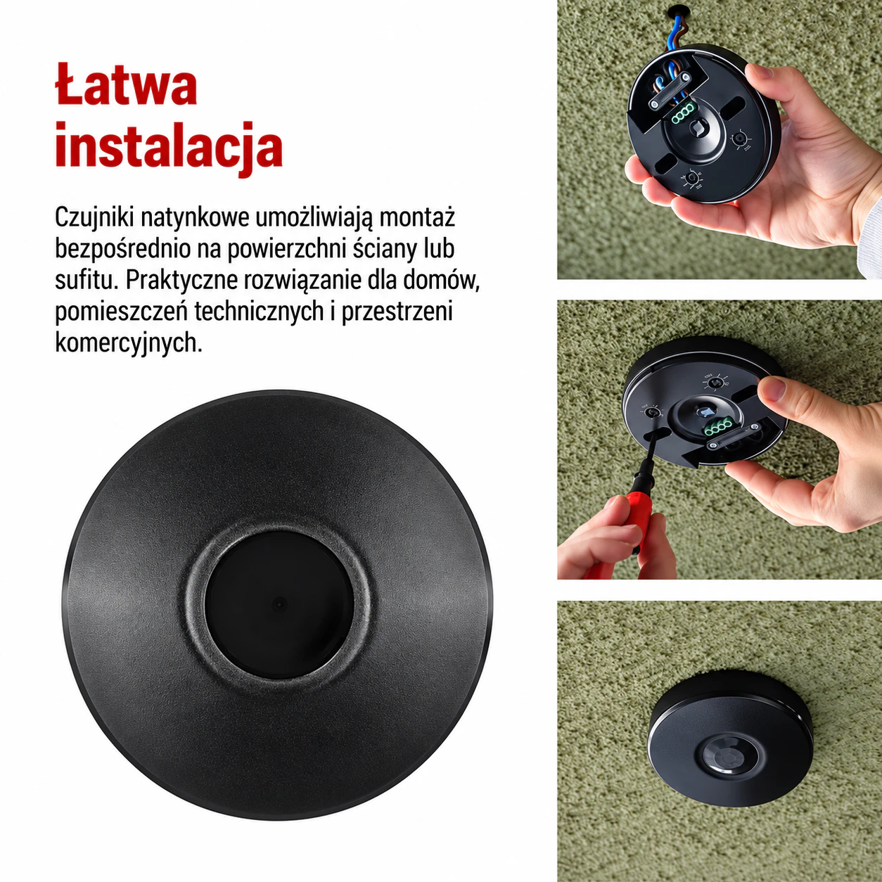 Łatwa instalacja czujnika natynkowego