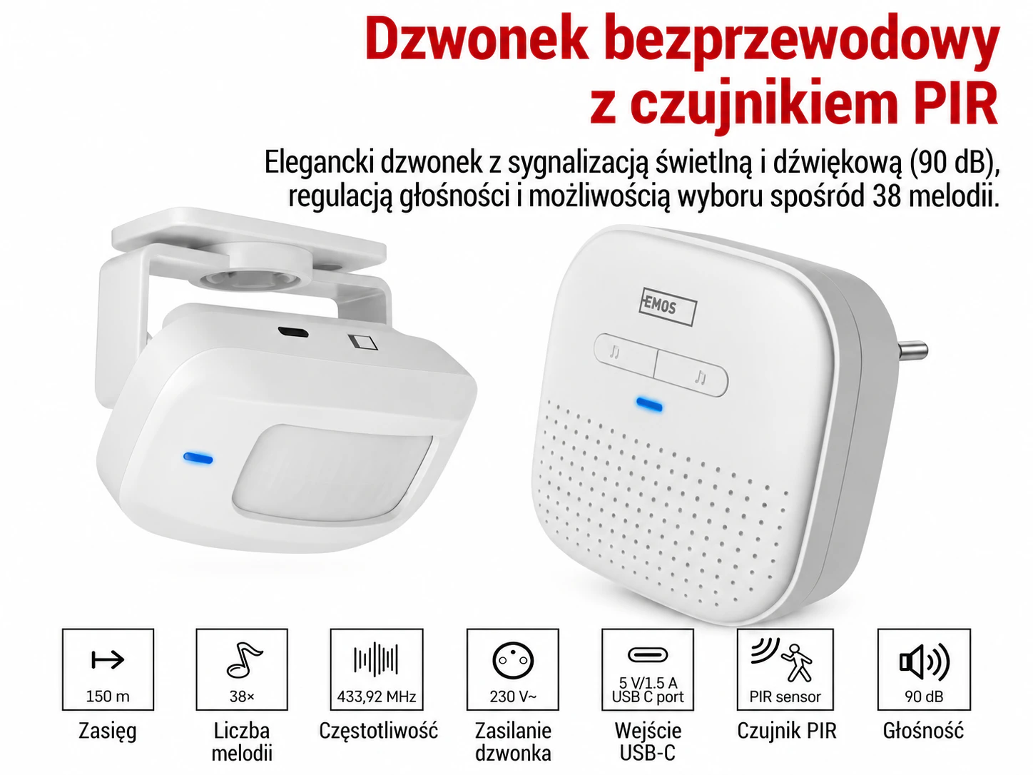 Bezprzewodowy dzwonek z czujnikiem PIR
