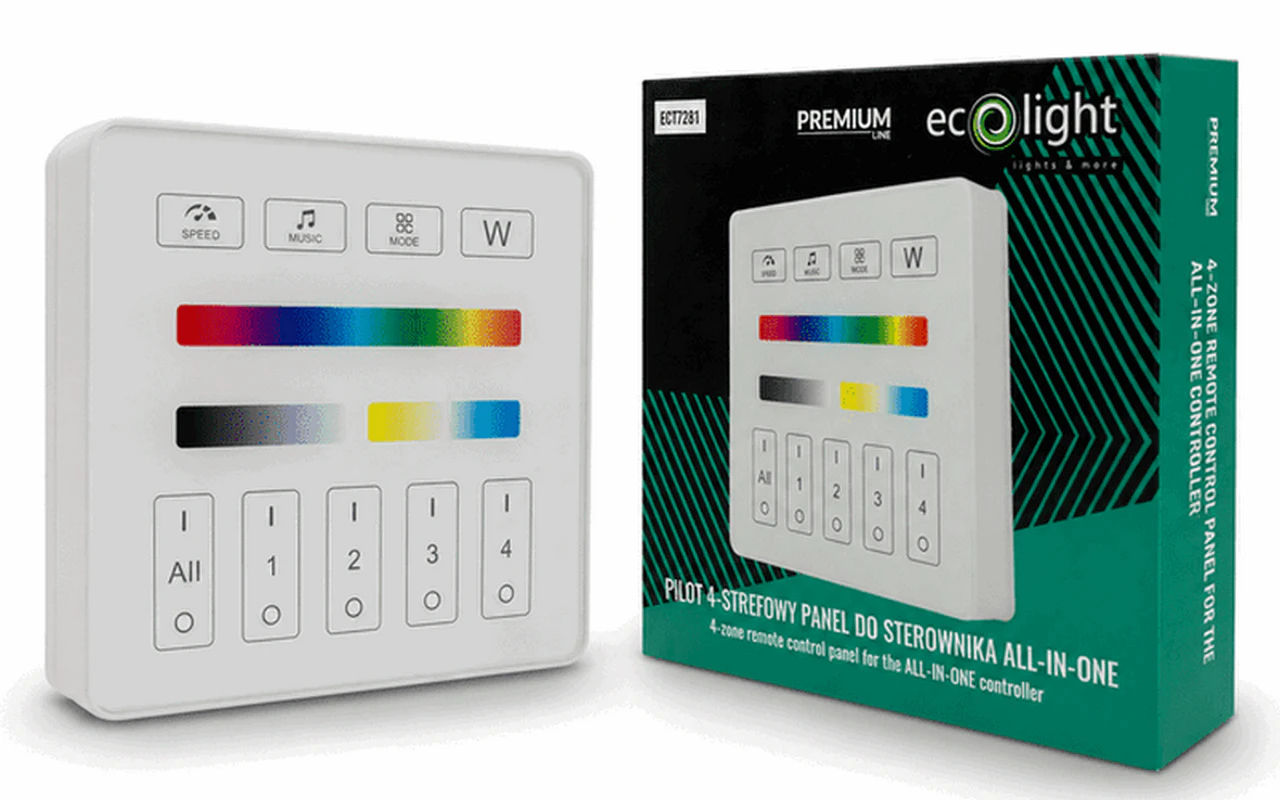 Biały pilot panelowy LED 4-strefowy Eco Light All-in-One